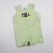 Monogrammed Rompers for Boys - Baby Boys Green Seersucker Outfit - Toddler Boys Shortall - Personalized Baby Clothes - Little Boy Jon Jon 