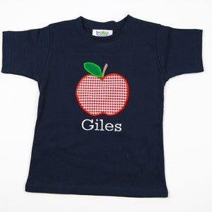 Boys Back to School Outfit Personalized Apple Applique Shirt with Red Gingham Shorts, Perfect for First Day of Preschool and Kindergarten image 6