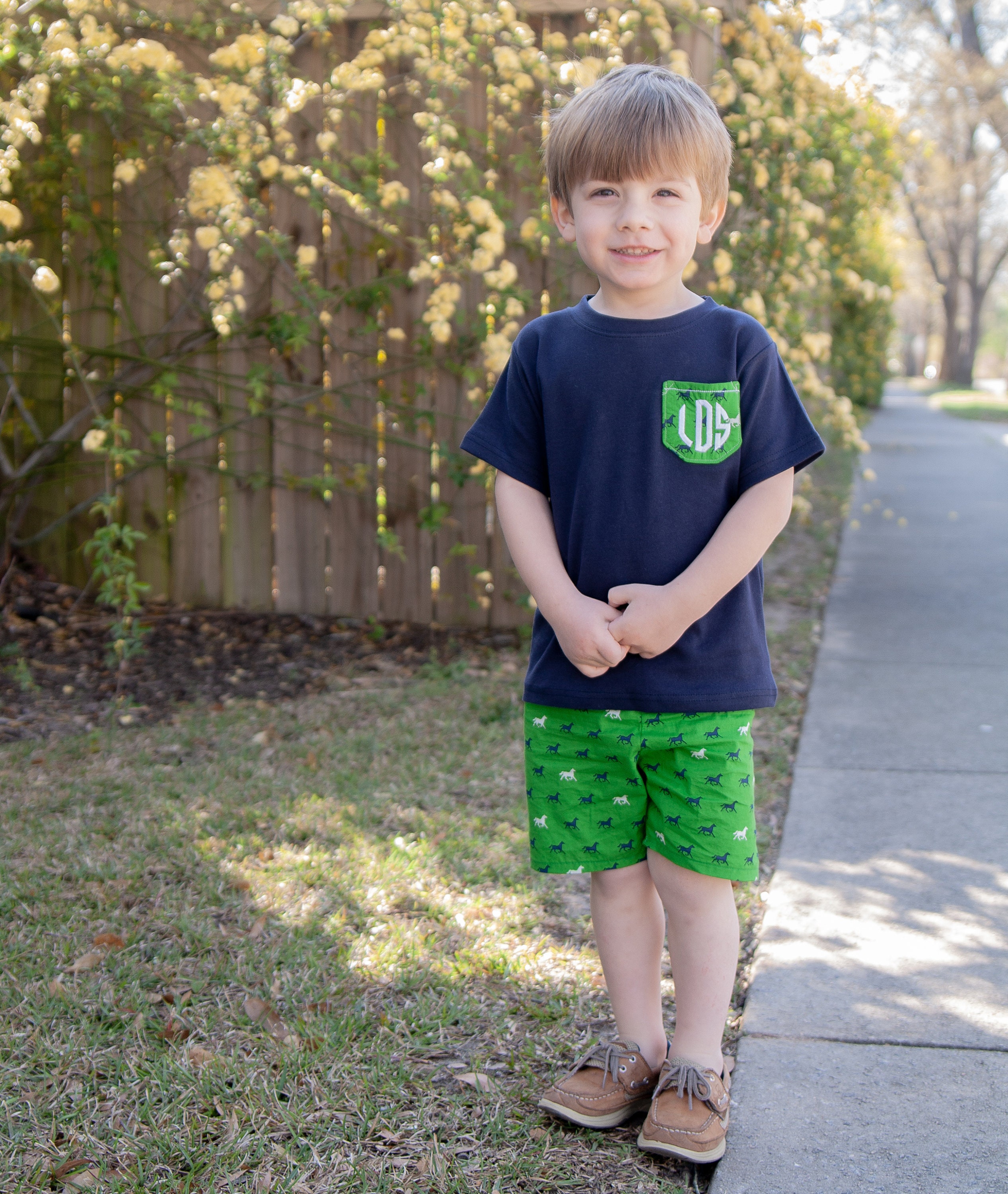 Boys Pocket Shirt - Monogrammed Boys Shirt with Matching Shorts