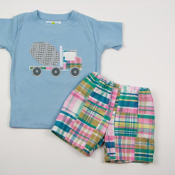 Toddler Boys Truck Outfit - Truck Birthday Shirt - Cement Mixer Applique Shirt - Baby Boy Truck T-Shirt - Kids Boutique Outfits - Little Boy
