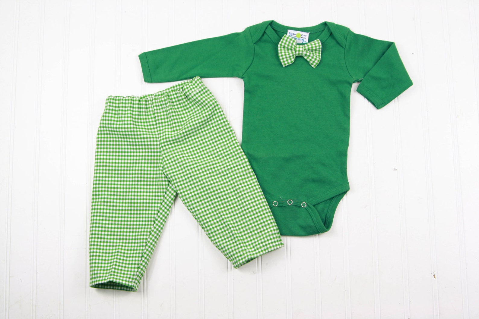 Boys St Patrick's Day Outfit Green Bowtie Shirt for Baby Etsy