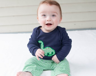 Baby Dinosaur Shirt - Boys Winter Outfit - First Birthday Shirt - Brontosaurus Shirt - Dino T-Shirt - Baby Boy Clothes - New Baby Boy Gift