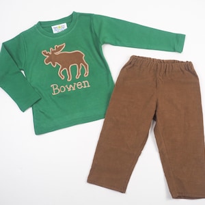 Boys Pants Outfit - Moose T-Shirt for Boys - Toddler Boy Clothes - Winter Toddler Clothes - Boys Christmas Outfit - Boys Corduroy Pants