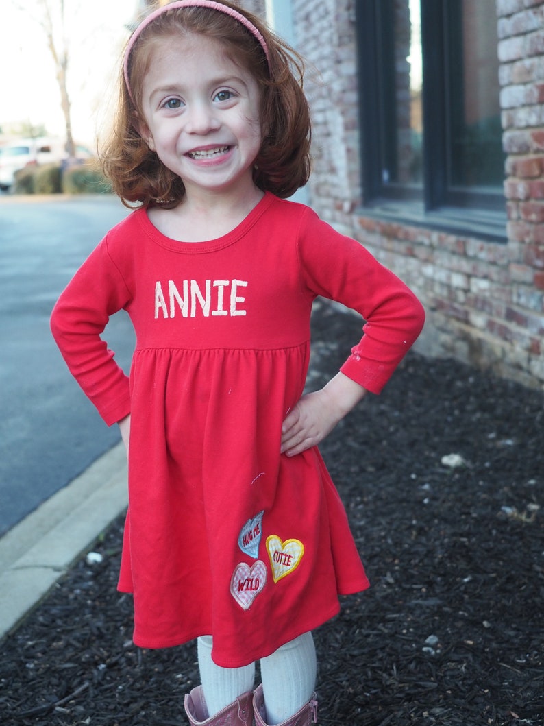 Little Girls Valentine's Day Dress Conversation Hearts | Etsy