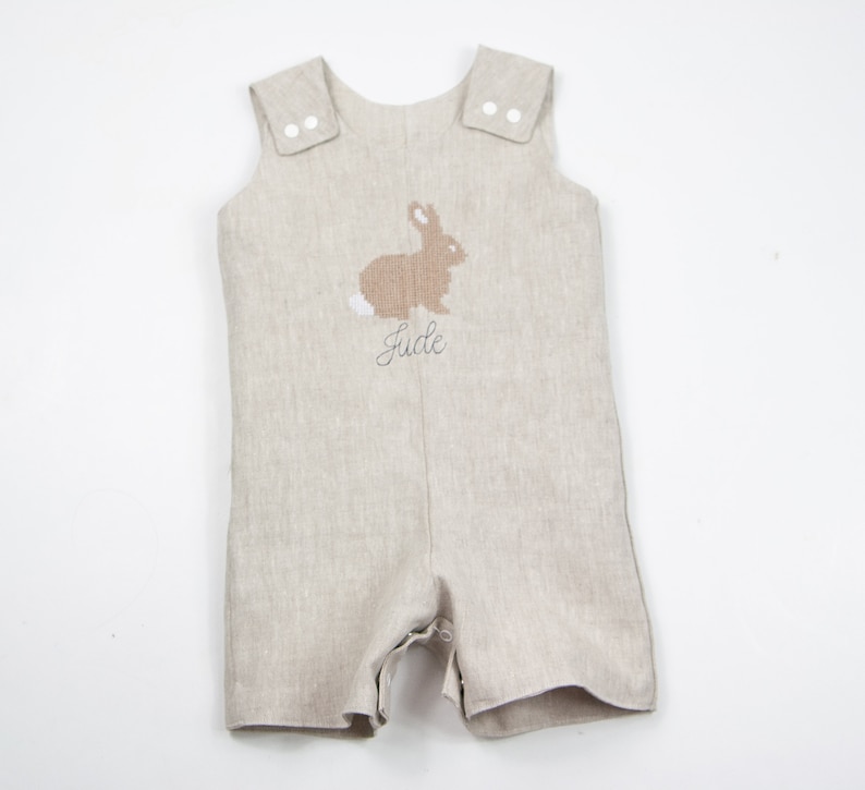 Linen Easter Bunny Romper for Baby or Toddler Boys Etsy
