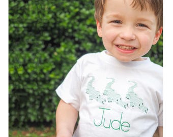 Gator Embroidery Boys Shirt - Vintage Stitch Alligator Personalized T-Shirt - Monogrammed Tee for Toddler Boys - Kids Animal Birthday Party
