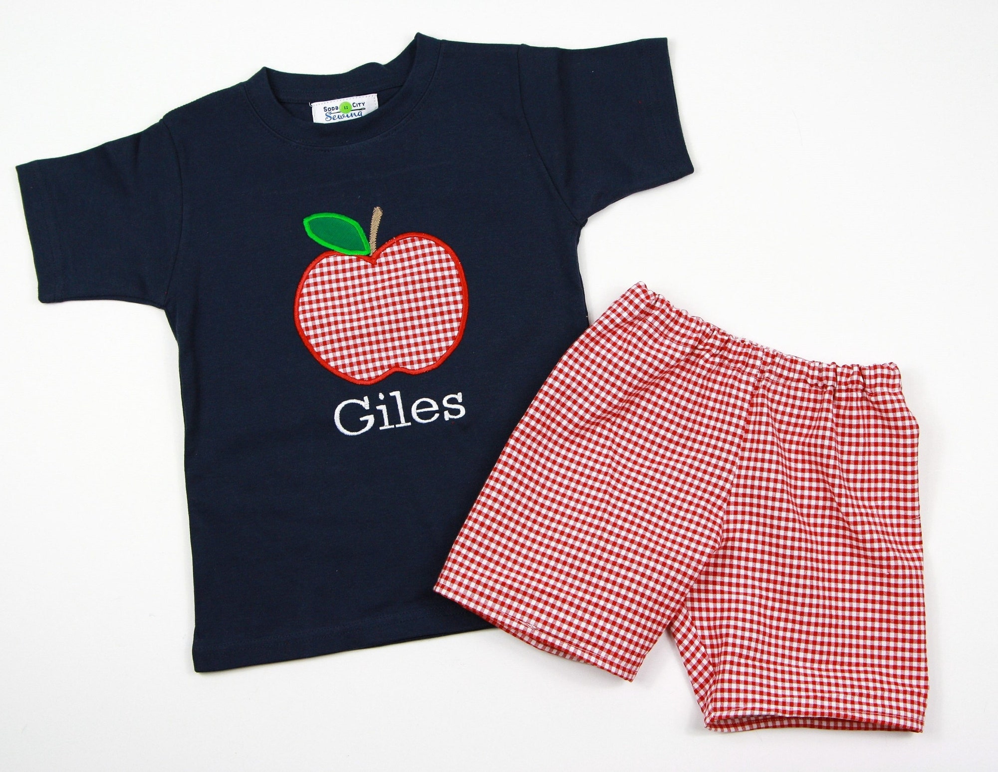 Boys Back to School Outfit - Apple Applique Shirt - First Day of Preschool T-shirt