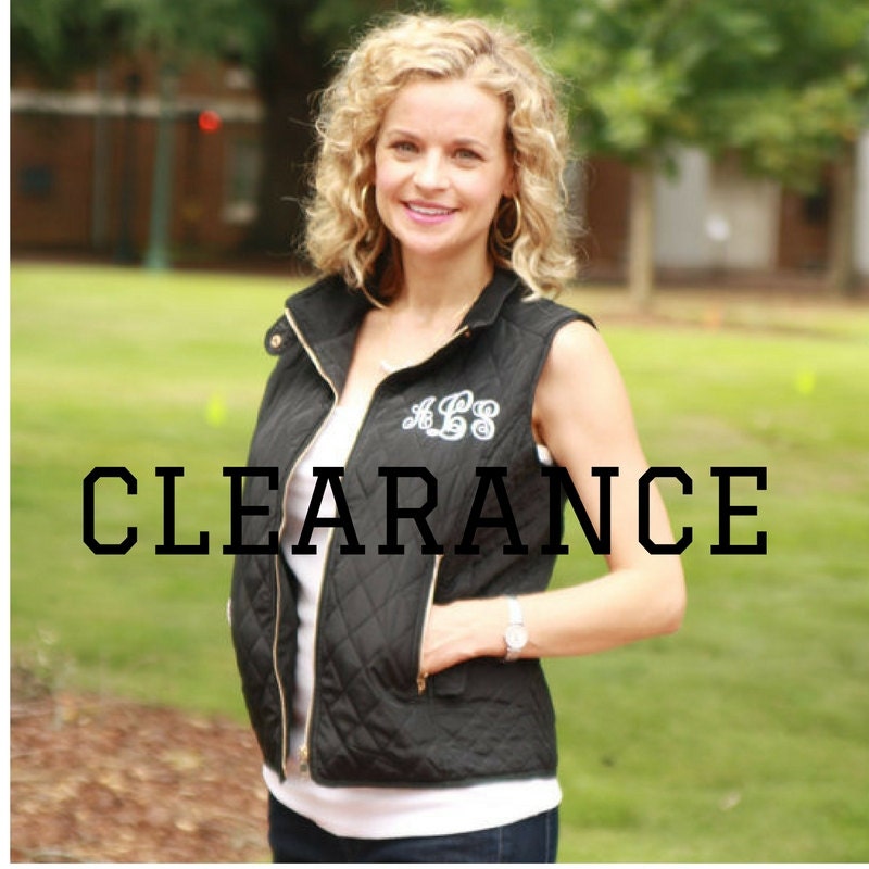 Monogrammed Vest SALE Black Quilted 