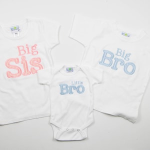 Little Sis or Little Bro Shirts to go with Matching Big Brother or Big Sister Tees