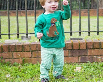 St Patricks Day-tröjor - St Patricks Day-valp för småbarn - Grön St Patricks Day-outfit för pojkar - St Patricks Day-tröjor för barn - Shamrock-tröja för pojkar