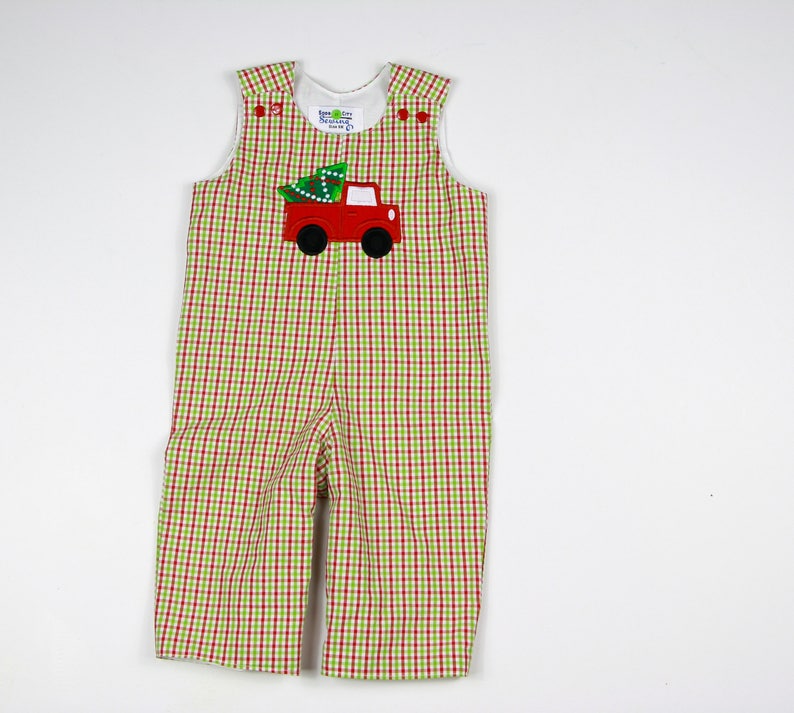 Preppy Christmas Overalls Red Green Gingham Outfit | Etsy