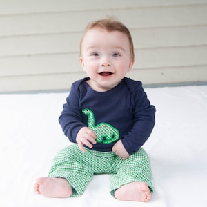 Baby Dinosaur Shirt - Boys Winter Outfit - First Birthday Shirt - Brontosaurus Shirt - Dino T-Shirt - Baby Boy Clothes - New Baby Boy Gift image 1
