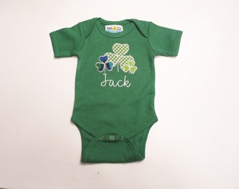 St Patricks Day Clovers Bodysuit- Personalized St Patty's Day top for Baby girl or boy