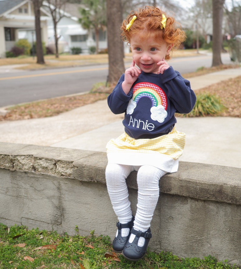 Little Girls Rainbow Applique Outfit Toddler Girl Etsy