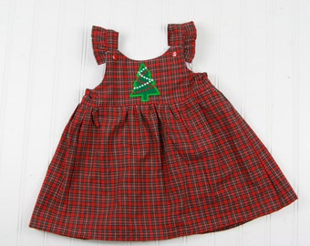 Baby Girl Christmas Dress - Red Tartan Plaid Dress - Girls Christmas Clothes - Monogrammed Christmas Outfit - Toddler Girl Dresses - Holiday