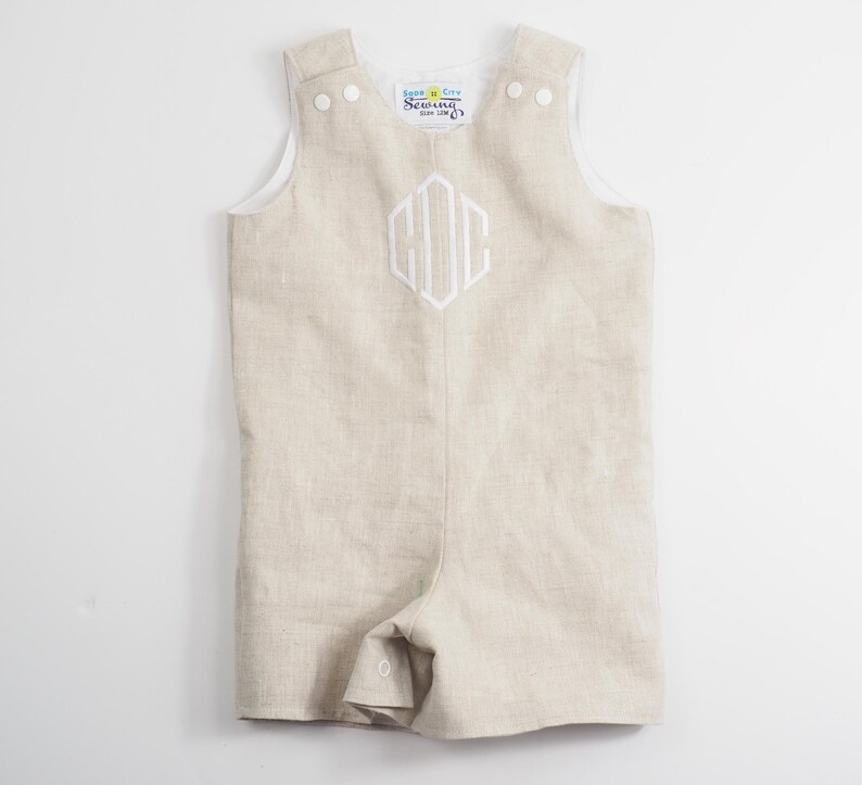 Christening Suit for Boys - Linen Romper for Baby Boy - Christening Outfit for Boy - White Linen Dedication Romper - Monogrammed Christening image 7