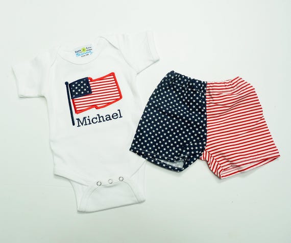 4th of July Outfit - American Flag Shorts - Patriotic Outfit - Fourth of July Outfit - Fourth of July Baby - Patriotic Shirt - Flag Outfit