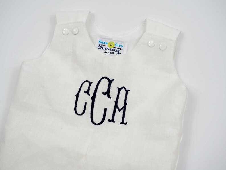 White Linen Baptism Romper Boys Dedication Outfit Toddler Boy Christening Clothes Personalized Baptism Little Boy Baptism Shortall image 5