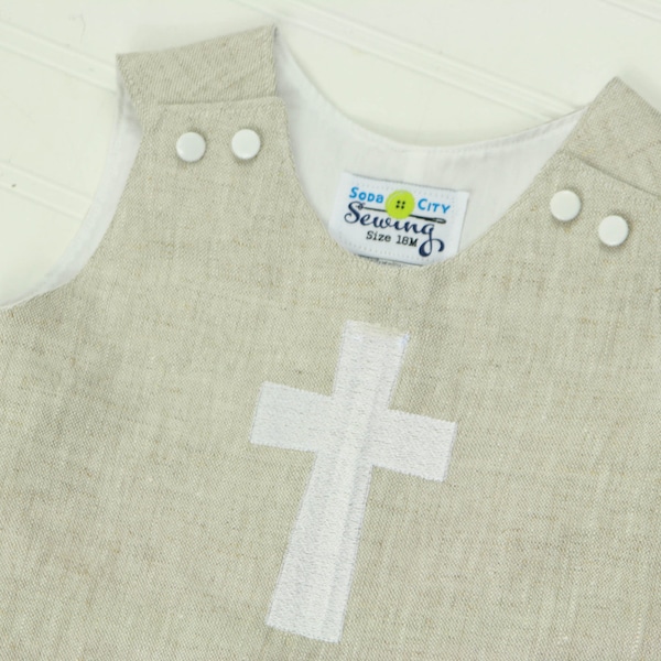 Linen Cross Romper Christening Etsy
