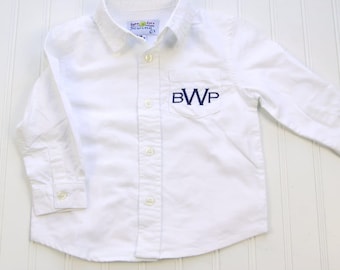Monogrammed Dress Shirt for Boys - Baby Oxford Shirt - Baby Dress Shirt - Toddler Button up Shirt - Monogrammed Shirt - Ring Bearer Outfit