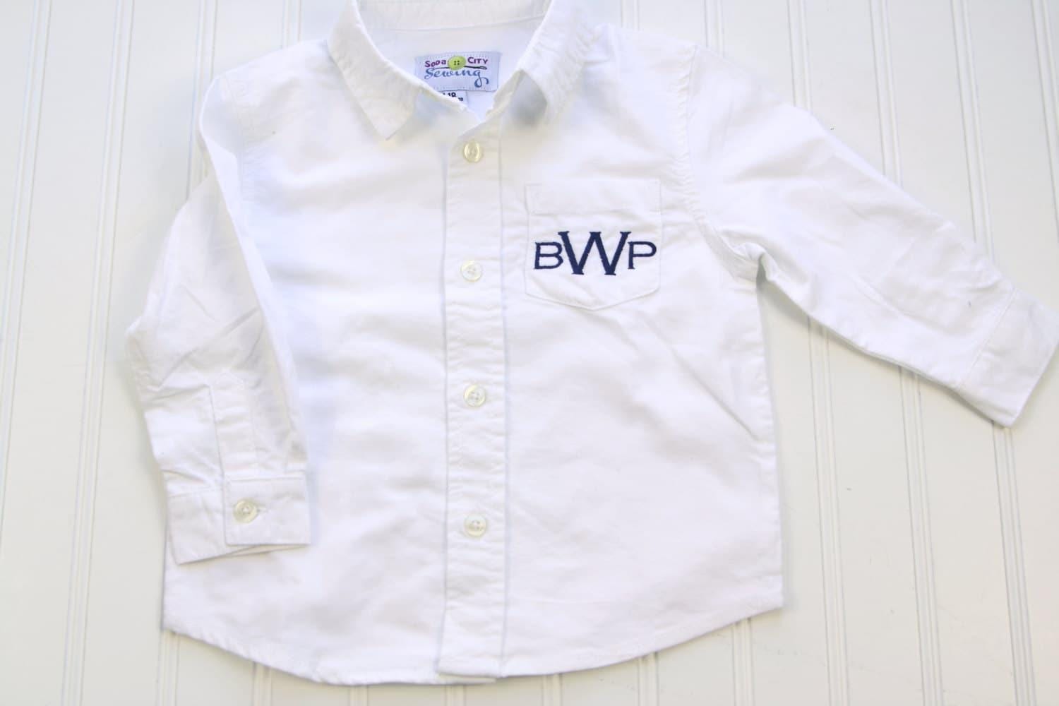 Monogrammed Dress Shirt for Boys - Baby Oxford Shirt - Baby Dress Shirt - Toddler Button up Shirt - Monogrammed Shirt - Ring Bearer Outfit Monogrammed Dress Shirt for Boys - Baby Oxford Shirt - Baby Dress Shirt - Toddler Button up Shirt - Monogrammed Shirt - Ring Bearer Outfit