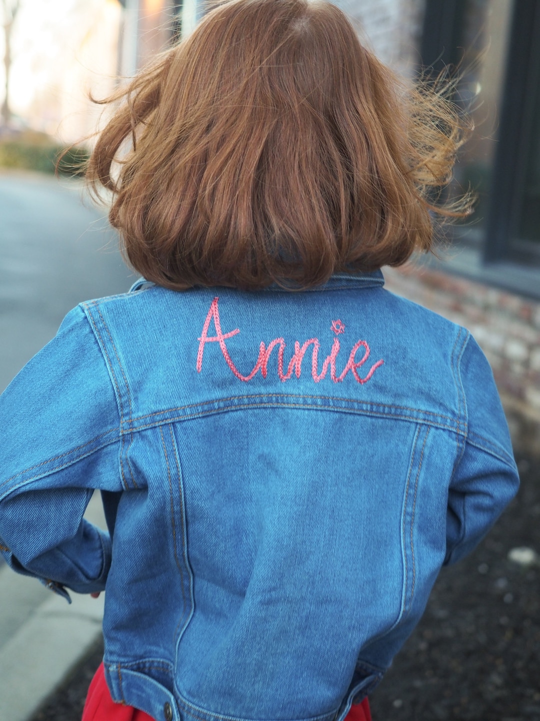 Personalized Little Girls Jean Jacket Toddler Girls Chain Stitch Name
