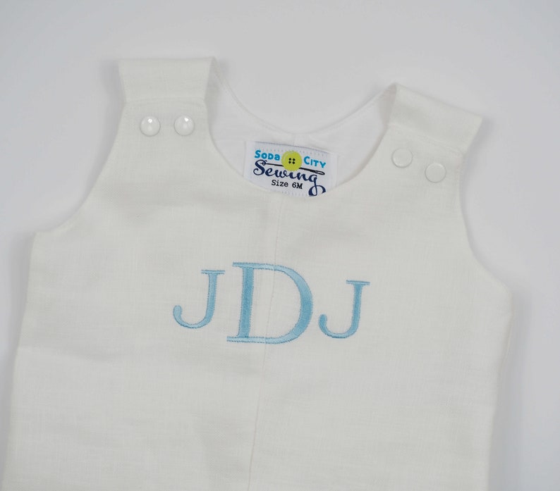 White Linen Baptism Romper Boys Dedication Outfit Toddler Boy Christening Clothes Personalized Baptism Little Boy Baptism Shortall image 3