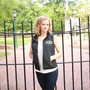 Monogrammed Vest SALE Black Quilted Vest Ladies Monogrammed Quilted Vest Womens Personalized Vest Lightweight Puffer Jacket, Gift Her image 4