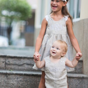 Christening Suit for Boys - Linen Romper for Baby Boy - Christening Outfit for Boy - White Linen Dedication Romper - Monogrammed Christening image 6