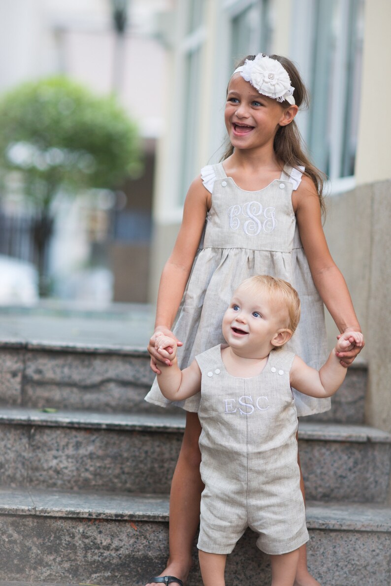 Christening Suit for Boys - Linen Romper for Baby Boy - Christening Outfit for Boy - White Linen Dedication Romper - Monogrammed Christening image 6