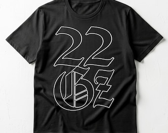 Unisex - 22Gz Typografi T-shirt, Mörk Rap-T-shirt, Drill Hip Hop-merchandise, Vintage Rap-T-shirt, 22Gz-T-shirt