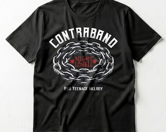 Unisex - Night Lovell Contraband T-shirt, Dark Rap Bootleg T-shirt, Underground Hiphop-merchandise, Vintage Rap-tröja, Night Lovell T-shirt
