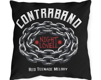 Night Lovell Contraband utomhuskudde, Night Lovell prydnadskudde, hiphop-heminredning, Night Lovell-kudde