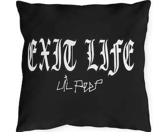 Lil Peep EXIT LIFE Tattoo utomhuskudde, Lil Peep prydnadskudde, hiphop-heminredning, Lil Peep-kudde
