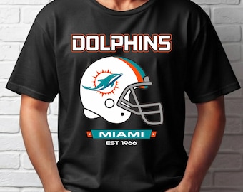 Miami Dolphins retro fotbollströja, vintage Est 1966 hjälmtröja, NFL-fanpresent, amerikansk fotbollströja, Miami fotbollsmerchandise