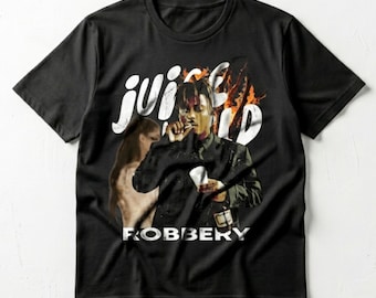 Unisex - Juice Wrld rånskjorta, hiphop-rap-t-shirt, vintagemusikmerchandise, 999-klubboutfit, Juice Wrld-t-shirt, present till musikfan