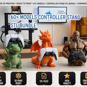 60+ Gaming Controller Stand STL Bundle, 3D Printable Controller Holder Files