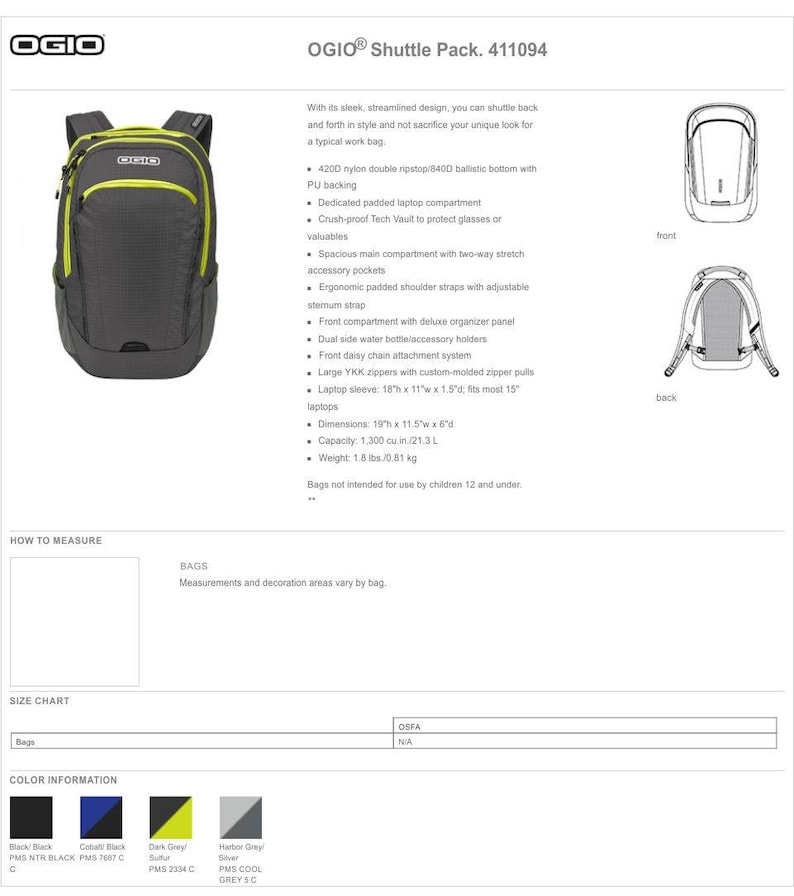 Back to School Personalized Backpacks School Supplies Ogio Backpack Lightweight Book Bag Monogram Shuttle Pack