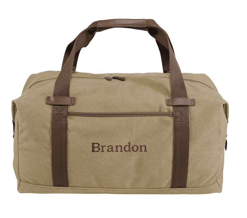 Personalized Canvas Gym Duffel/… KHAKI Personalized Canvas Duffle Bag