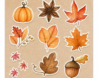 Pegatinas de calabazas en PDF, pegatinas de otoño, descarga digital