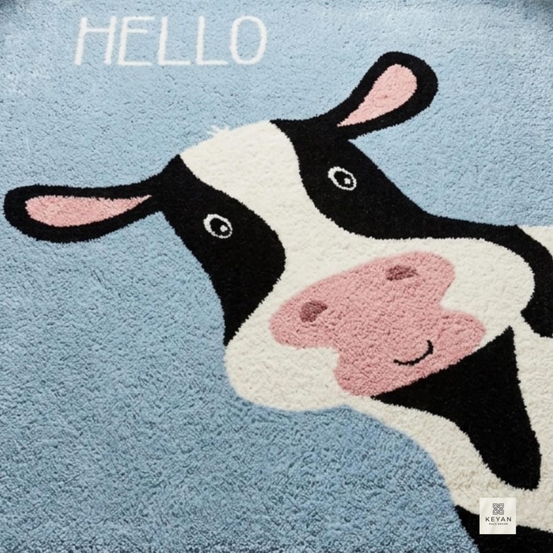 Tufted Peek-a-boo Cow Nursery Rug — 