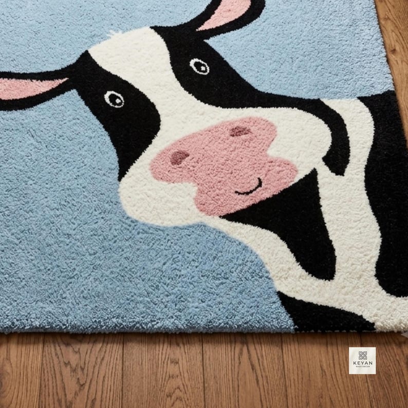 Tufted Peek-a-boo Cow Nursery Rug — 