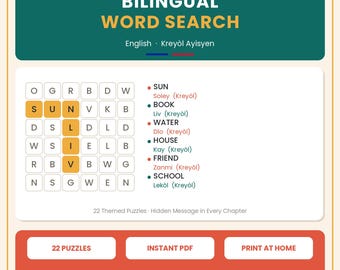 Bilingual Word Search Book English Haitian Creole (PDF Printable)