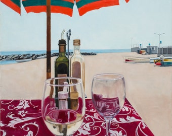 Monterosso Beach Open Edition Print, Cinque Terra, Italy, vacation, beach, wine