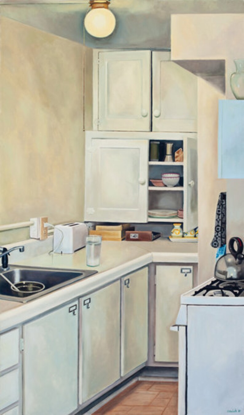 Madison Apt. 4 Kitchen, Limited Edition Fine Art Print, retro kitchen, sink, dishes, cabinets, toaster image 1