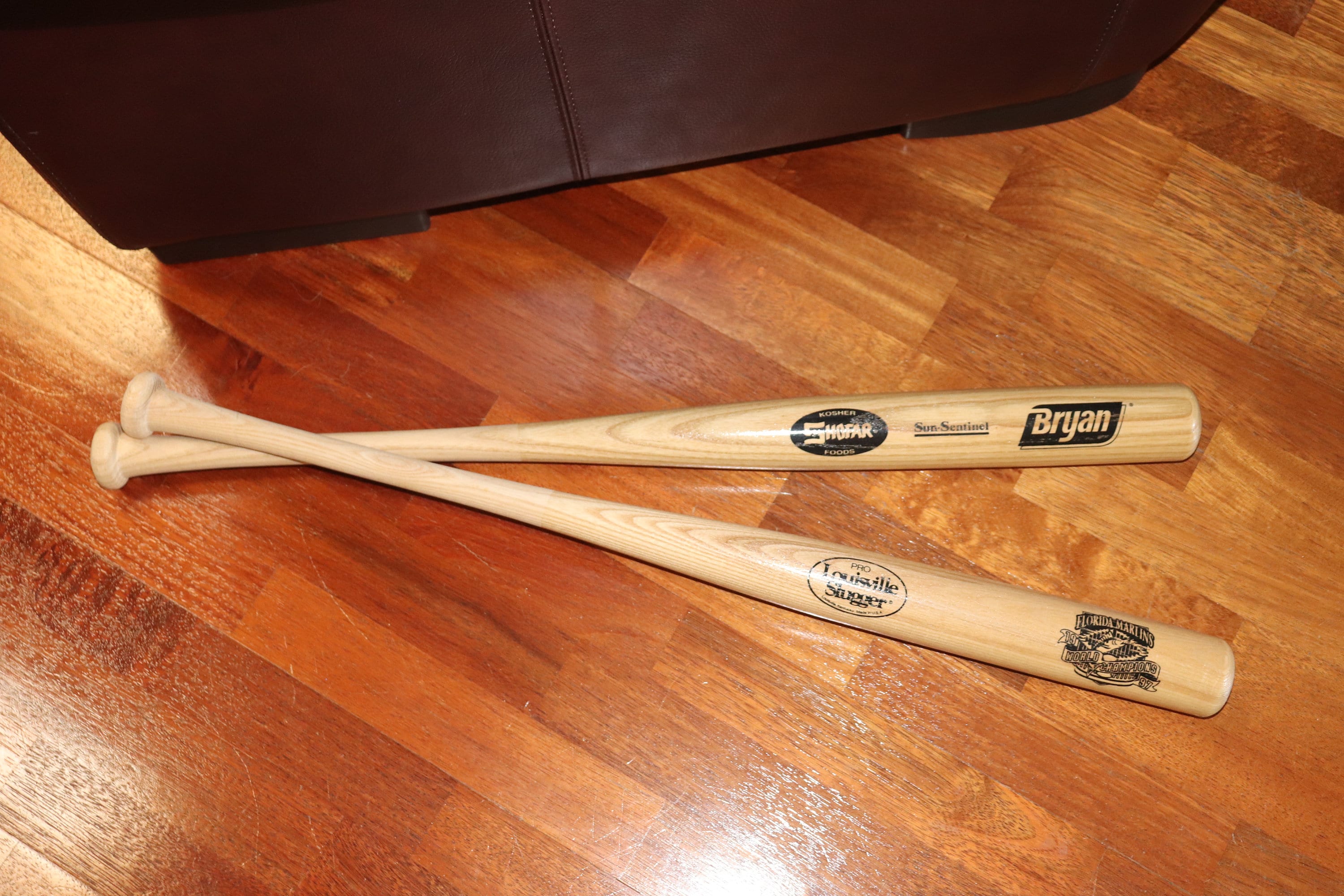 2 Vintage Wooden Commemorative Baseball Bats/Florida Marlins Souvenir Wood Bat/Louisville Slugger/1997/Full Size