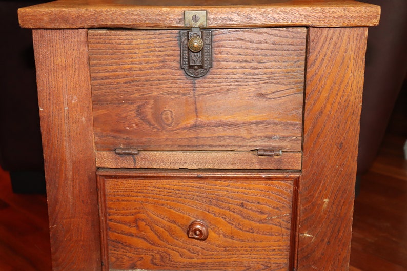 Antique Vintage Oak Wooden Commode Chamber Pot Toilet ...