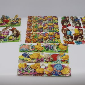 Vintage Old Fashioned Scrap Pictures Sheets/Rabbit Cut-outs/Bunny Pictures/Ephemera/Made in England/1970&#39;s