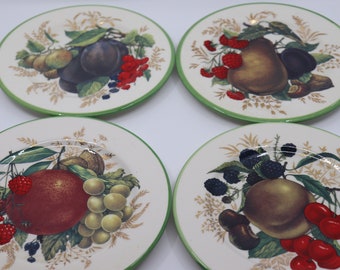 4 Vintage Fruit Luncheon/Dessert Plates/Made in Italy