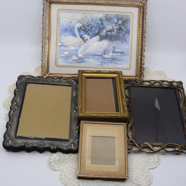 Vintage Picture Frame/Hang or Stand/Your Choice/Metal Frame